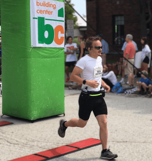 Kristoffer finishing a race